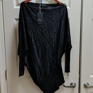 Zara Navy Blue Sparkling Asymmetrical Knit, Sz M